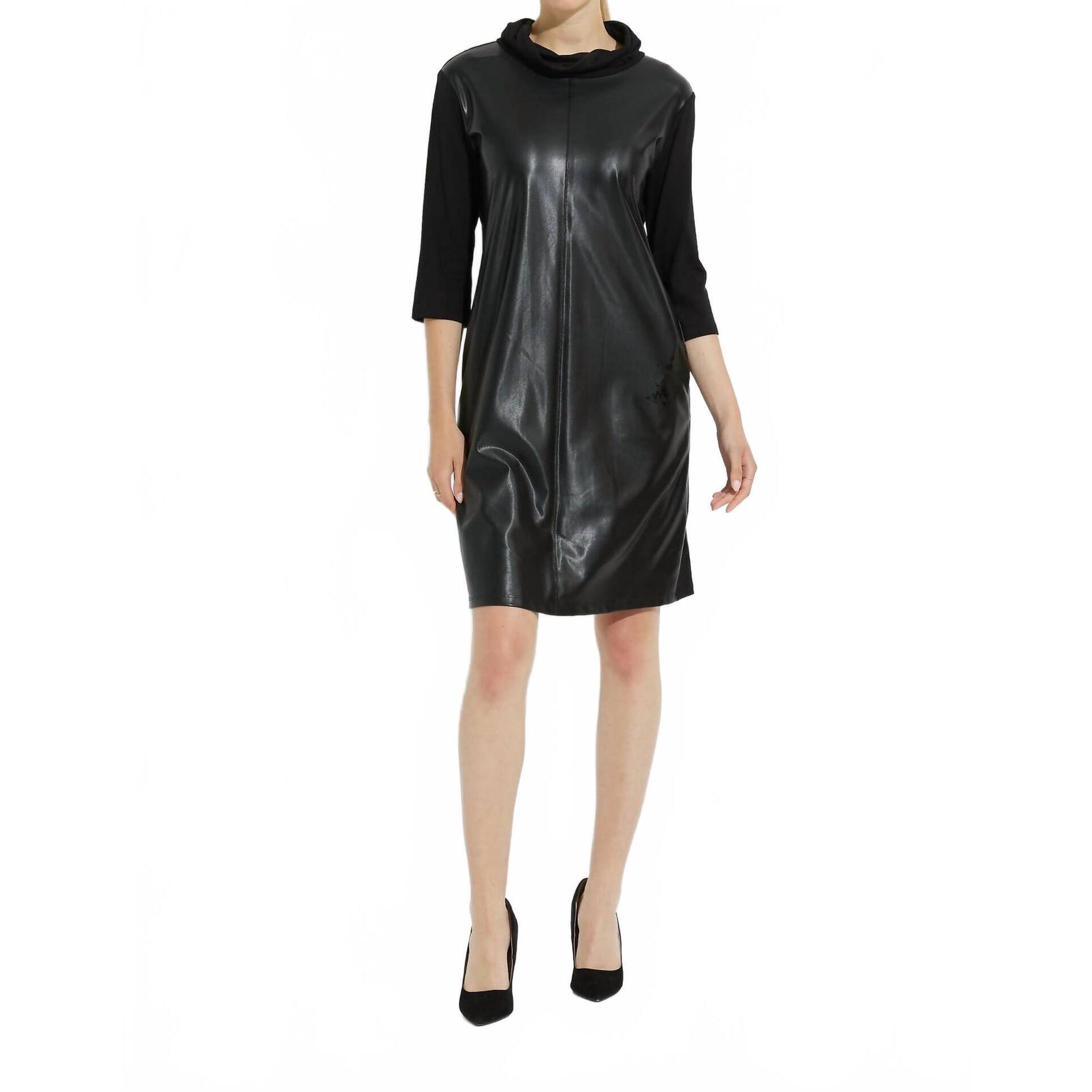 New Joseph Ribkoff Leatherette Dress In Black